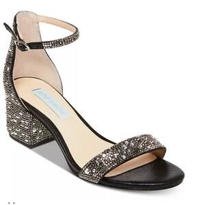 Betsey Johnson Blue SB-Mari Dressy Heels Black Rhinestones Size 5 Wide NIB